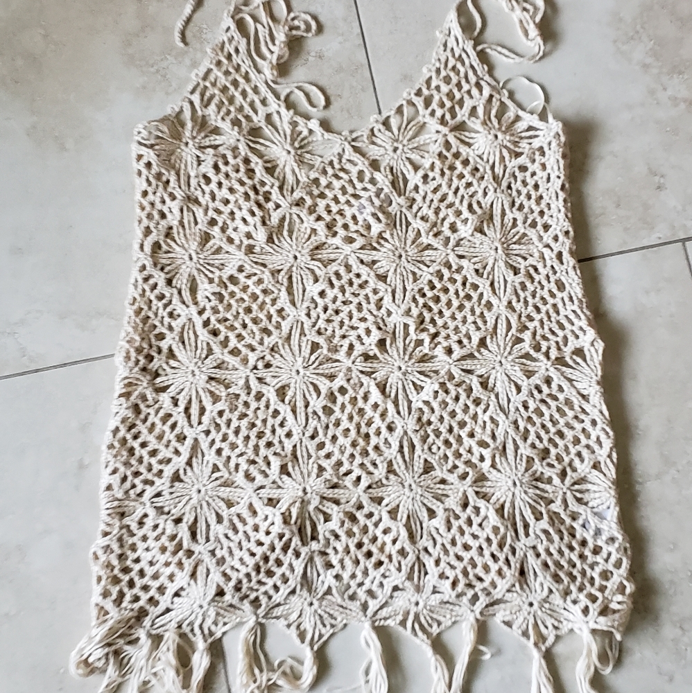 Stolen Hearts Cream Colored Crochet Top S/M